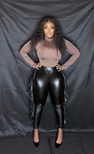 Load image into Gallery viewer, Faux Leather Pants with Side Ruffles
