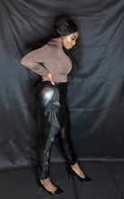 Load image into Gallery viewer, Faux Leather Pants with Side Ruffles
