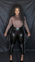 Load image into Gallery viewer, Faux Leather Pants with Side Ruffles
