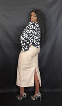 Load image into Gallery viewer, Faux Leather Pencil Skirt-Cream
