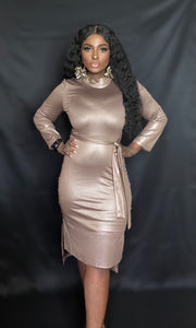 High/Low Midi Dress-Taupe