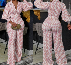 Dionne Houndstooth 2pc Pants Set